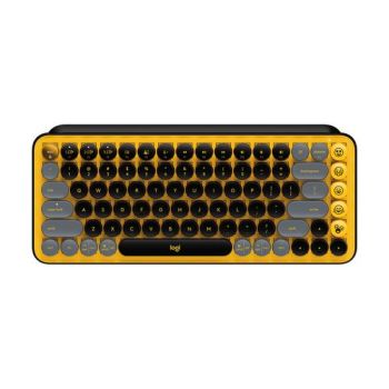 TECLADO LOGITECH POP KEYS INALÁMBRICO CON FUNCIÓN EMOJIS PERSONALIZABLES BLAST COLOR AMARILLO-NEGRO