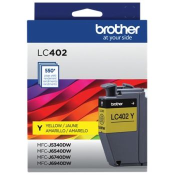 CARTUCHO BROTHER LC402Y AMARILLO, RENDIMIENTO 550 PAGINAS