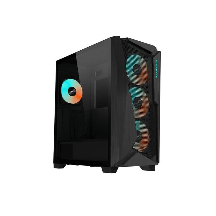 GABINETE GAMER GIGABYTE C301 GLASS MEDIA TORRE ITX MATX ATX EATX 4XFAN ARGB CRISTAL TEMPLADO NEGRO