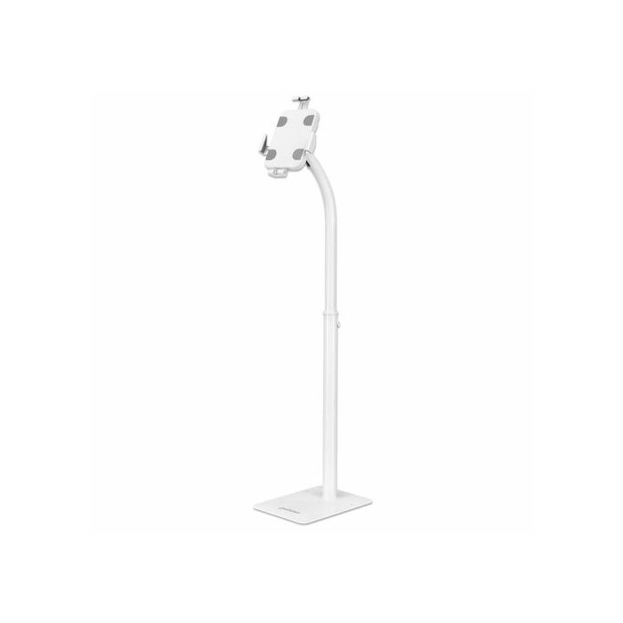 SOPORTE DE SUELO MANHATTAN ANTIRROBO PARA TABLETIPAD 7.9 A 11 ALTURA 790 A 1190MM COLOR BLANCO