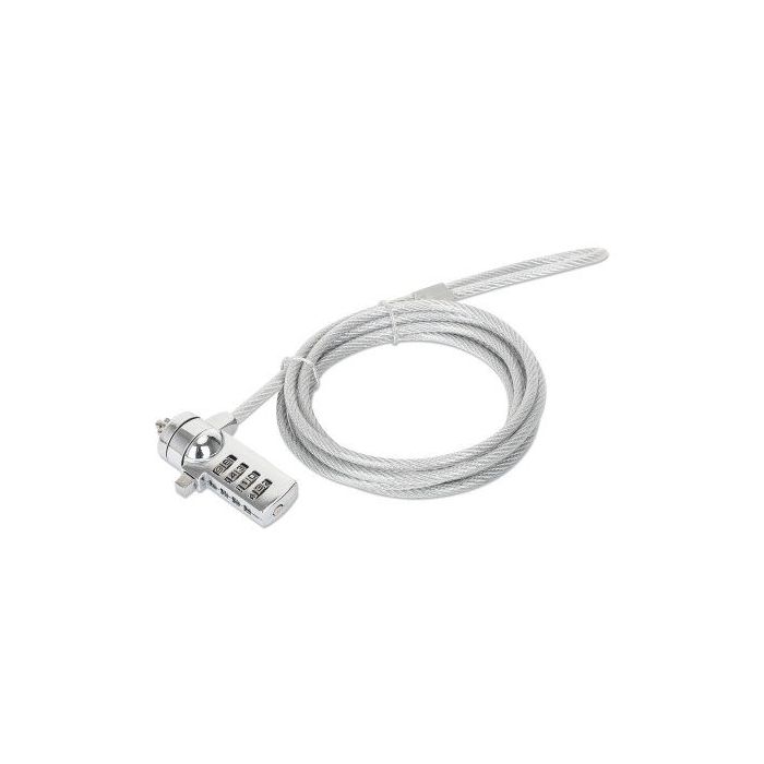 CANDADO DE SEGURIDAD MANHATTAN ANTIRROBO PARA LAPTOP CON RANURA K-SLOT COMBINACIÓN 4 DÍGITOS