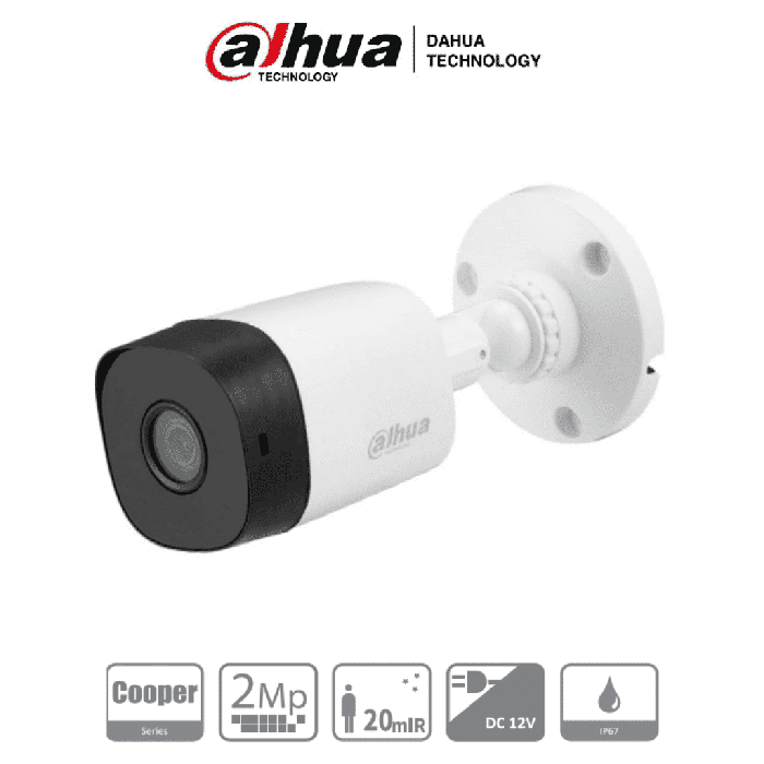 CÁMARA BULLET DAHUA HDCVI 2MP 1080P LENTE 2.8MM 100° APERTURA IR 20M IP67 TVI AHD Y CVBSPOLICARBONATO