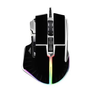 MOUSE GAME FACTOR MOG602 CLICK LÁSER PIXART 3370 19000 DPI 8 BOTONES ILUMINACIÓN RGB COLOR BLANCO