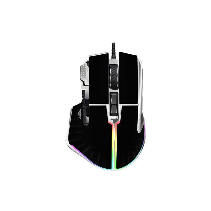 MOUSE GAME FACTOR MOG602 CLICK LÁSER PIXART 3370 19000 DPI 8 BOTONES ILUMINACIÓN RGB COLOR BLANCO