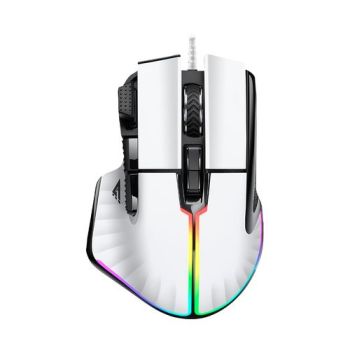 MOUSE GAME FACTOR MOG602 CLICK LÁSER PIXART 3370 19000 DPI 8 BOTONES ILUMINACIÓN RGB COLOR NEGRO
