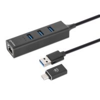ADAPTADOR DE RED MANHATTAN USB AC CON HUB V3 COLOR NEGRO