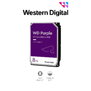 WESTERN DIGITAL WD85PURZ - DISCO DURO DE 8 TB PURPLE ESPECIAL PARA VIDEOVIGILANCIA TRABAJO 247 INTERFACE: SATA 6 GBS HAS
