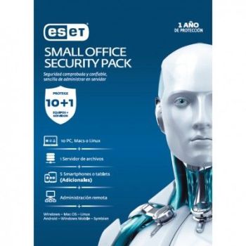 ESET SMALL OFFICE SECURITY PACK, 10 PCS + 5 SMARTPHONE O TABLET + I SERVER + CONSOLA, 1 AÑO DE VIG