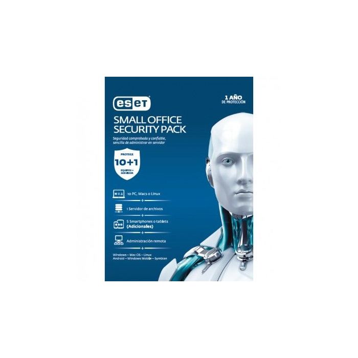 ESET SMALL OFFICE SECURITY PACK, 10 PCS + 5 SMARTPHONE O TABLET + I SERVER + CONSOLA, 1 AÑO DE VIG