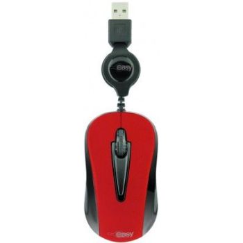 MINI MOUSE PERFECT CHOICE EASY LINE ALÁMBRICO ÓPTICO RETRÁCTIL 1000 DPI COLOR ROJO