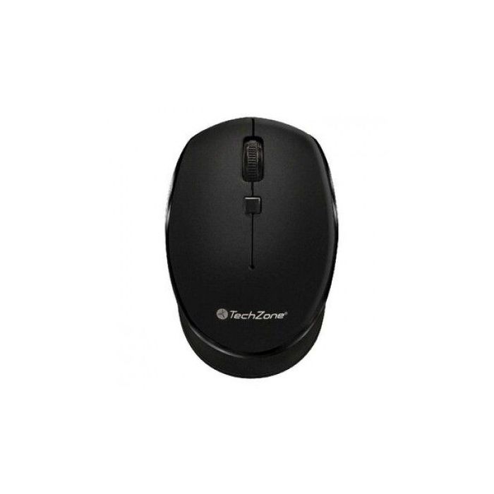 MOUSE ÓPTICO TECHZONE INALÁMBRICO 800 A 1600DPI AJUSTABLE 3 BOTONES AMBIDIESTRO WINMAC COLOR NEGRO