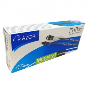 BOLÍGRAFO AZOR PIN POINT MEDIANO 1.0MM NEGRO CAJA C12