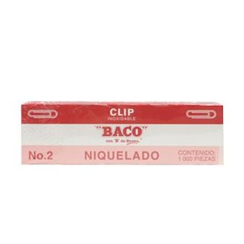 CLIP NIQUELADO BACO 2 PAQUETE C10 CAJAS C100 CLIPS CU 