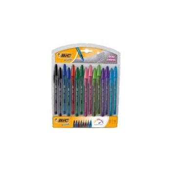 BOLÍGRAFO BIC CRISTAL PRECISIÓN Y SUAVIDAD FASHION PUNTA 0.7MM COLORES SURTIDOS C15 PZAS