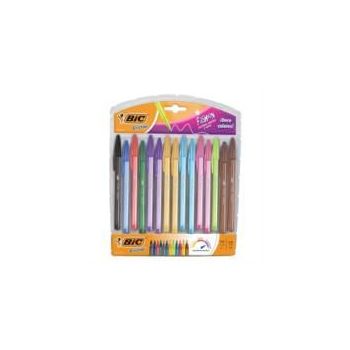 BOLÍGRAFO BIC CRISTAL FASHION PUNTA 1.2MM COLORES SURTIDOS C15 PZAS