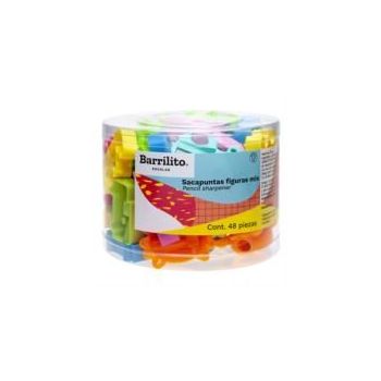 SACAPUNTAS BARRILITO MIX FIGURAS BOTE C48 PZAS