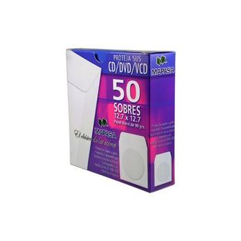 FUNDA DE PAPEL PARA CD Y DVD BLANCO C50 PIEZAS