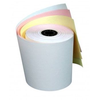 PAPEL PCM AUTOCOPIA ROLLO 76X70 CENTRO CARTÓN BLANCO-ROSA-AMARILLO