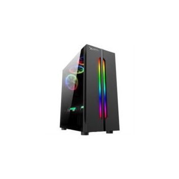 GABINETE XZEAL (XZCGB03B) XZ120, ATX, CRISTAL, 3VENT RGB, SIN FUENTE, NEGRO