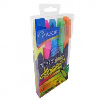 RESALTADOR AZOR VISION JUNIOR PUNTA CINCEL 4MM COLORES SURTIDOS C5 PZAS