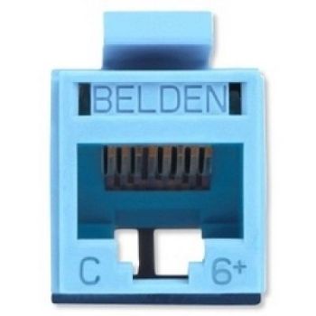 CONECTOR MODULAR JACK CAT6+ RJ45 BELDEN RV6MJKUTB-S1  REVCONNECT  INTERIOR  AZUL CLARO  PIEZA 