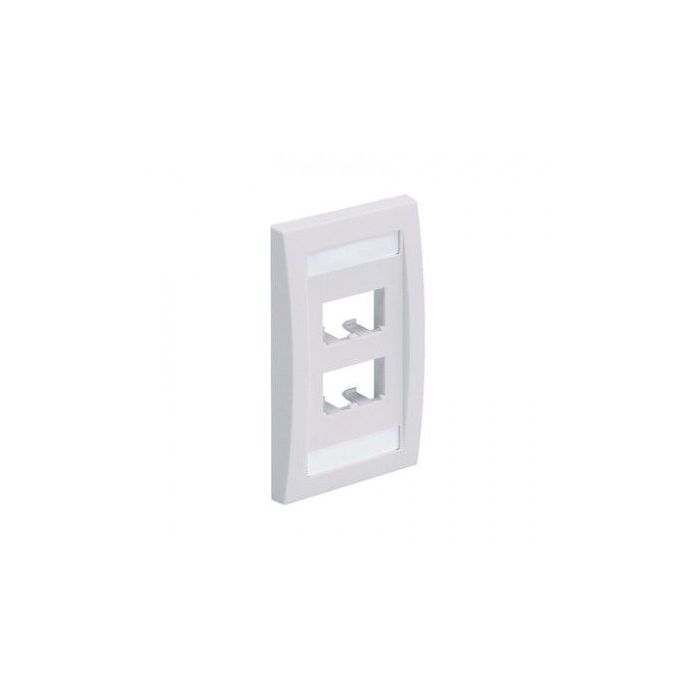 PLACA DE PARED VERTICAL EJECUTIVA, SALIDA PARA 4 PUERTOS MINI-COM, CON ESPACIOS PARA ETIQUETAS, COLOR BLANCO
