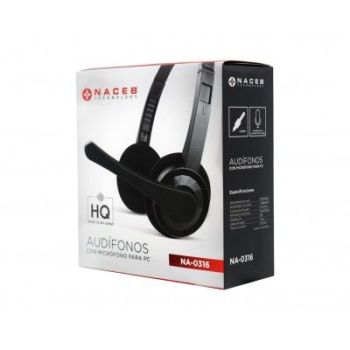 AUDIFONOS NACEB (NA-0316) DIADEMA,MICROFONO,3.5,NEGRO