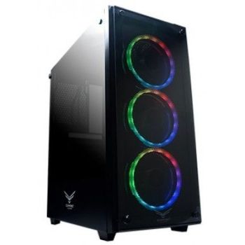GABINETE NACEB (NA-0603) PLAYER,FULL ATX,SIN FUENTE,2USB 2.0,1USB 3.0,3FAN,CRISTAL TEMP,NEGRO