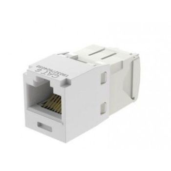 CONECTOR JACK RJ45 ESTILO TG, MINI-COM, CATEGORÍA 6, DE 8 POSICIONES Y 8 CABLES, COLOR BLANCO