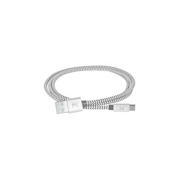 CABLE USB PERFECT CHOICE TIPO A A MICRO TRENZADO 1M COLOR GRIS