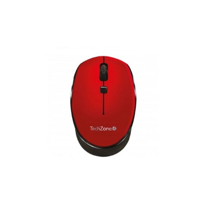 MOUSE ÓPTICO TECHZONE INALÁMBRICO 800 A 1600DPI AJUSTABLE 3 BOTONES AMBIDIESTRO WINMAC COLOR ROJO