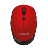 MOUSE ÓPTICO TECHZONE INALÁMBRICO 800 A 1600DPI AJUSTABLE 3 BOTONES AMBIDIESTRO WINMAC COLOR ROJO