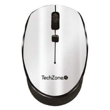 MOUSE ÓPTICO TECHZONE INALÁMBRICO 800 A 1600 DPI AJUSTABLE 4 BOTONES AMBIDIESTRO WINMAC COLOR PLATA