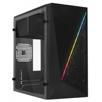 GABINETE ACTECK KIOTO GC460 MINI TORRE CON FUENTE 500W MICRO ATXMINI ITX ACRÍLICO RGB USB 3.0 COLOR NEGRO