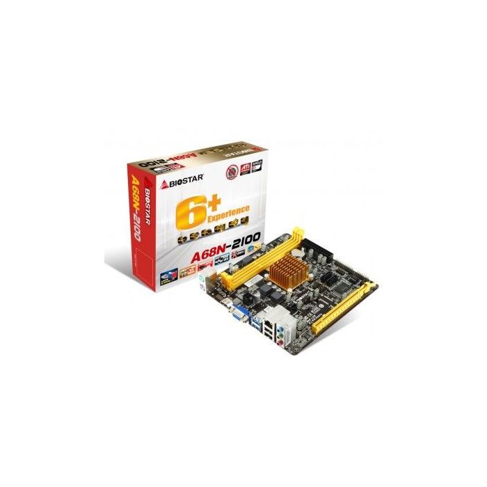 TARJETA MADRE BIOSTAR A68N-2100K AMD E1-6010 DUAL CORE 1.35GHZ 2XDDR3 16GB 1333MHZ PCIE 2.0 SATA 1XHDMI 1XVGA MINI ITX