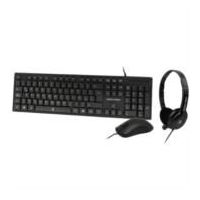 KIT ALÁMBRICO PERFECT CHOICE 3EN1 TECLADO-MOUSE-DIADEMA PARA OFICINA COLOR NEGRO
