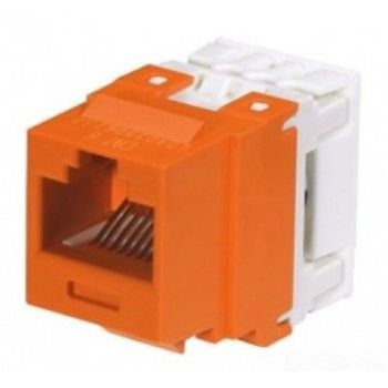 CONECTOR JACK RJ45 ESTILO TG, MINI-COM, CATEGORÍA 6, DE 8 POSICIONES Y 8 CABLES, COLOR NARANJA
