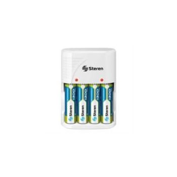 CARGADOR DE PILAS STEREN PARA AAAAA 9VC NICDNIMH INCLUYE 4 PILAS AA