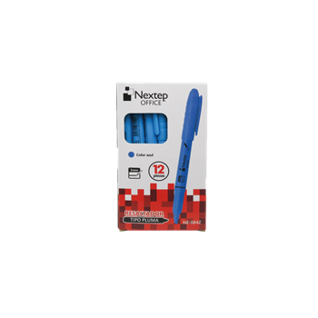 MARCADOR NEXTEP RESALTADOR TIPO PLUMA PUNTA CINCEL COLOR AZUL C12 PZAS