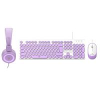KIT ALÁMBRICO PERFECT CHOICE FARBEN 3 EN 1 PARA NIÑOS TECLADOAUDÍFONOSMOUSE COLOR MORADO