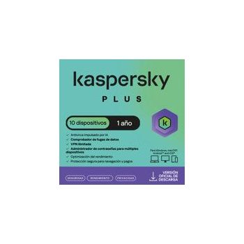 KASPERSKYPLUS 10 DISPOSITIVOS 1 AÑO (INTERNET SECURITY)   ELECTRONICA 