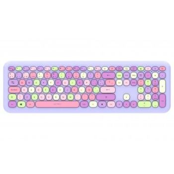 KIT TECLADO Y MOUSE ACTECK CREATOR CHIC COLORS MK475 INALÁMBRICO 2XBATERÍAS AAA INCLUIDAS COLOR MORADO