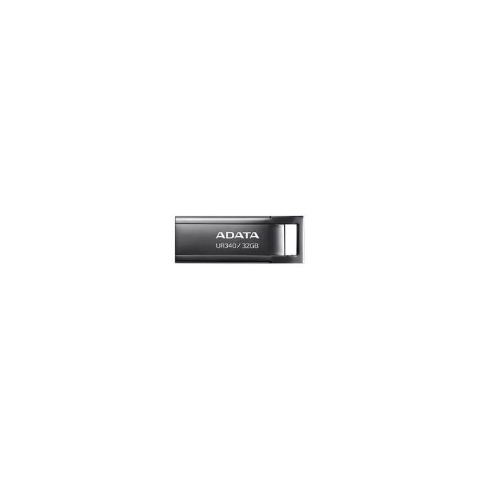 MEMORIA ADATA USB DE 32GB UR340 3.2 GEN 1 (RETROCOMPATIBLE 3.0 Y 2.0), DISEÑO ELEGANTE SIN TAPA. COLOR METÁLICO NEGRO. A