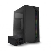GABINETE ACTECK MEDIA TORRE VIKEN GM434 MAX MB ATX FUENTE ATX 500W PANEL IZQ CRISTAL + FRENTE SOLIDO RGB VERTICAL 2XUSB 