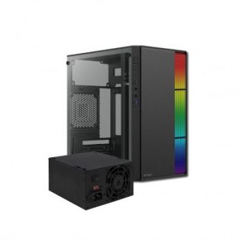GABINETE ACTECK MINI TORRE FUSION II GI440 MAX MB M-ATX FUENTE ATX PLUS 500W PANEL IZQ ACRILICO  FRENTE SOLIDO RGB VERTI