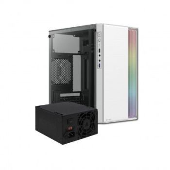 GABINETE ACTECK MINI TORRE FUSION II GI440 MAX MB M-ATX FUENTE ATX PLUS 500W PANEL IZQ ACRILICO FRENTE SOLIDO RGB VERTIC