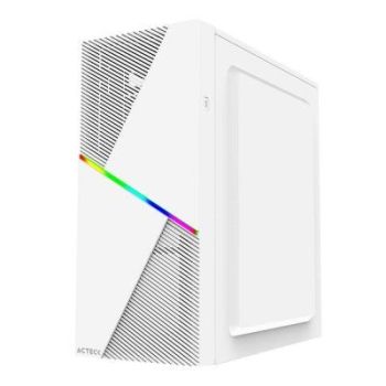 GABINETE ACTECK (AC-935722) DRACO GM450,ATX,FUENTE 500W,2USB 2.0,RGB,CRISTAL TEMP,BLANCO