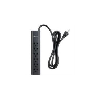 BARRA MULTICONTACTOS STEREN 1.7M 15A 6 CONTACTOS AMERICANASEUROPEAS 70J COLOR NEGRO 