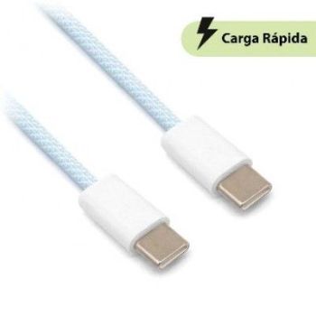BROBOTIX CABLE CARGA RÁPIDA, USB TIPO C A TIPO C TEJIDO, 1 M,COLOR  AZUL