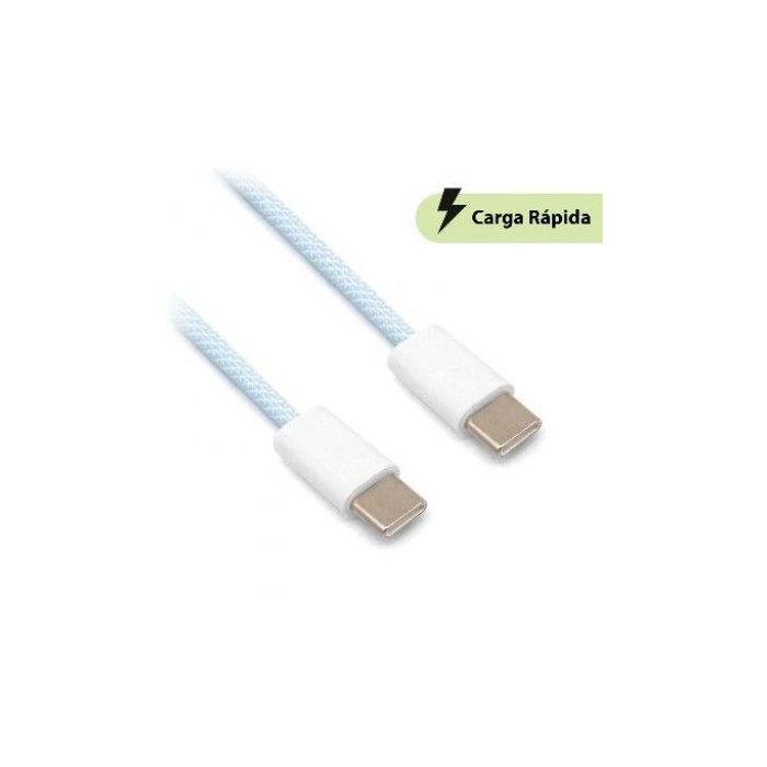 BROBOTIX CABLE CARGA RÁPIDA, USB TIPO C A TIPO C TEJIDO, 1 M,COLOR  AZUL